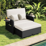 COSTWAY Patio Rattan Daybed with Cushions, Outdoor Wicker Loveseat Sofa with Storage Ottoman - Photo 2