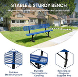 8FT Heavy Duty Park Bench with Back Portable Frame, Outdoor Steel Bench with Backrest - Photo 3