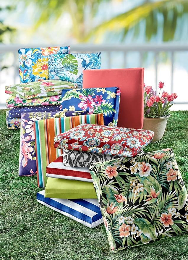 BrylaneHome Chair Cushion with Ties - 18.75" L x 18" W - Patio & Outdoor - Water, Stain & Fade Resistant - Willow - Photo 2