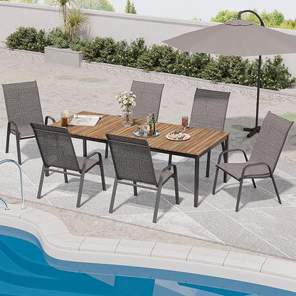 Patio Chairs Set of 6, Stackable Outdoor Dining Chairs for All Weather, Metal Modern Outside Furniture Chair for Pool Side, Garden, Backyard Deck, Dark Grey