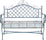 Safavieh PAT5017C Outdoor Collection Abner Antique Blue Wrought Iron 46-inch Garden Bench - Photo 1