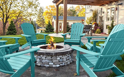 YEFU Adirondack Chairs Set of 2: Plastic Adirondack Chairs - Patio Chairs with Wood Texture - Outdoor Chair HIPS - Lawn Fire Pit Deck Porch Garden Chairs for Adults (Aruba)
