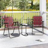 GYMAX Lawn Chair Folding, Webbed Beach Lounge Chairs Set with Highback - Photo 2