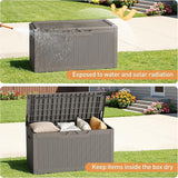 Greesum 100 Gallon Resin Deck Box Large Outdoor Storage Boxes with Cushions for Garden Tools, Patio Furniture Pillows - Photo 4