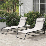 Outsunny Folding Chaise Lounge Chair Set of 2, Patio Sun Tanning Chair - Photo 2