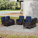 Joyside Wicker Patio Chairs, 6 Piece Rattan Outdoor Furniture with Thickened Cushions, High Back, Deep Seating - Photo 6