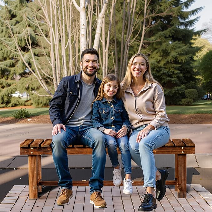 47.2" Outdoor Garden Bench, Weatherproof Patio Benches 3-Person Seat Backless Wooden Porch Bench - Photo 7