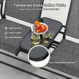 Tangkula 2 Person Swing Glider Chair, Patio Rocking Loveseat w/Center Tempered Glass Table - Photo 5