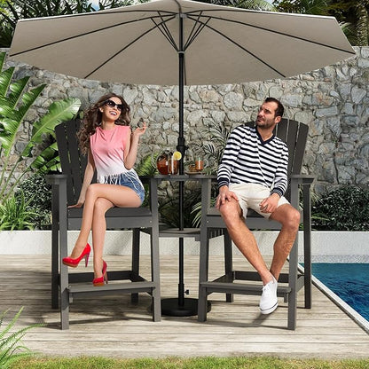 Outdoor Recycled Poly Adirondack Barstools with Connecting Tray, Tall Adirondack Chairs Bar Chairs for Deck, Balcony, Backyard, Patio Bar Stool Chair with High Back Weather Resistant Set of 4