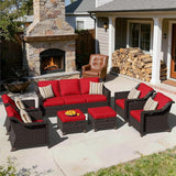 7 Pieces Patio Conversation Furniture Set - 1 Sofa, 2 Ottomans, 4 Armchairs - Photo 5