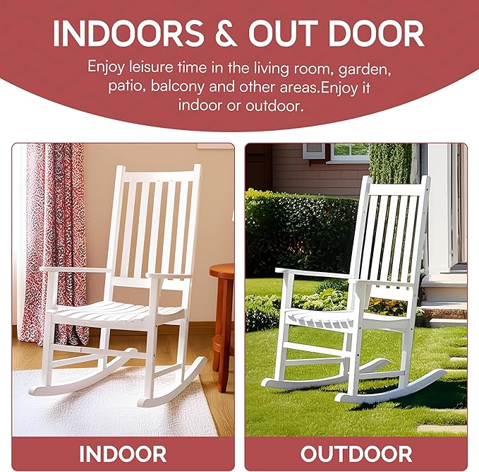 White Porch Rocker/Rocking Chair Acacia Wood