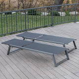 Christopher Knight Home Myers Outdoor Mesh Chaise Lounges with Aluminum Frame, 2-Pcs Set, Black Mesh / Grey - Photo 5