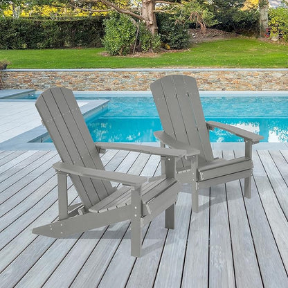 Adirondack Chairs, Plastic Adirondack Chairs Set of 2, All-Weather Resistant, Widely Used in Outdoor, Fire Pit, Deck, Outside, Garden
