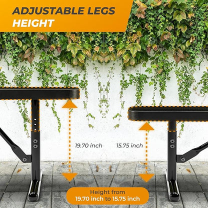Heavy-Duty Outdoor Metal Bench, Thermoplastic-Coated, Portable, Weatherproof, Commercial-Grade for Parks, Gardens, Patios, Stores & More (4 Ft - Portable, Black)