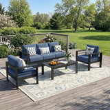 Solaste Aluminum Outdoor Patio Furniture Set, 5 Seats Patio Sectional Sofa with 5" Thick Cushion - Photo 9