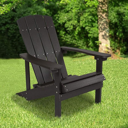EMMA + OLIVER Outdoor Slate Gray All-Weather Poly Resin Wood Adirondack Chair
