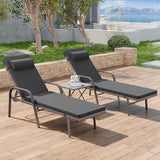 3 Pieces Patio Chaise Lounge Set Outdoor PE Rattan Armrest Lounge Chair Adjustable Backrest Reclining Chair with - Photo 5