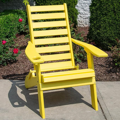 Furniture Barn USA Farmhouse Collection Poly Ladderback Folding Adirondack Chair, Lemon Yellow