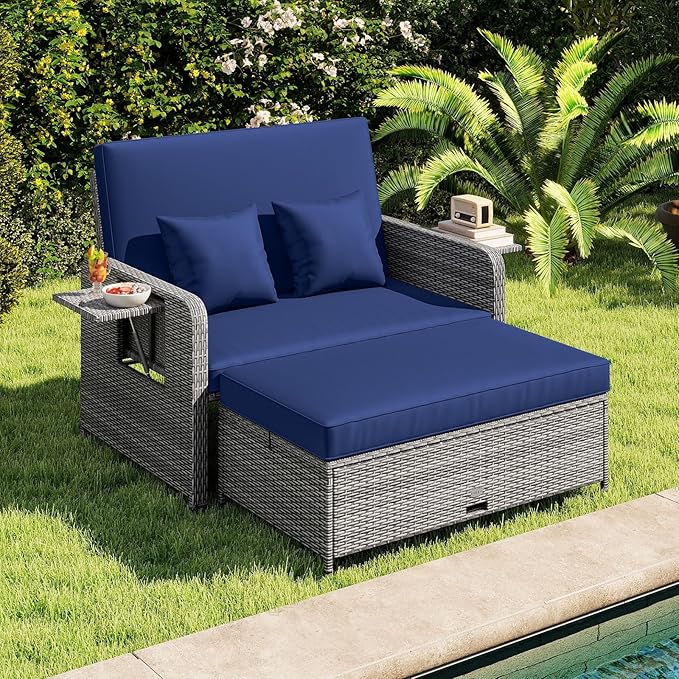 Tangkula Patio Rattan Daybed with 4-Level Adjustable Backrest - Photo 2