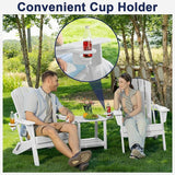 Plawdlik Folding Adirondack Chair Set of 6 with Cup Holder, Wooden Textured - Photo 3