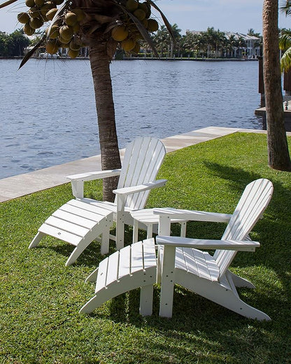 POLYWOOD South Beach 5-Piece Adirondack Chair Set with Side Table & Ottomans
