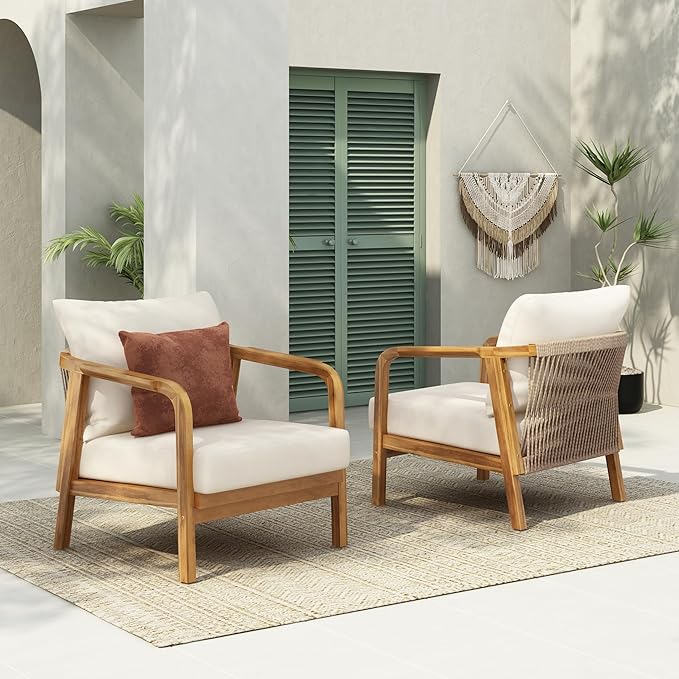 Christopher Knight Home Newell Lounge Chair Outdoor Set of 2, Patio Accent Chair, Comfy Reading Single Sofa - Photo 4