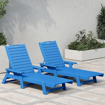 WestinTrends Malibu Poly Reclining Chaise Lounge (Set of 2) Pacific Blue