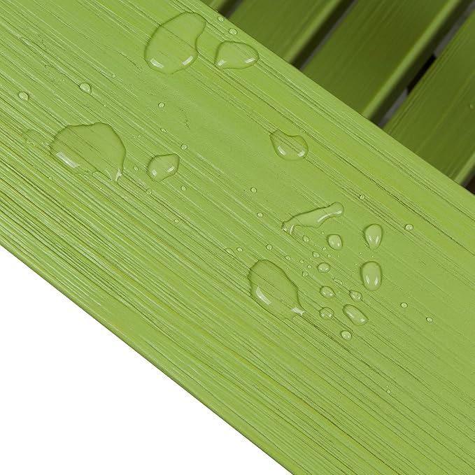 Shine Company Mid-Century Modern Wooden Adirondack Chair, Outdoor Patio Firepit Chairs, Back & Seat Pre-Assembled, Lime Green