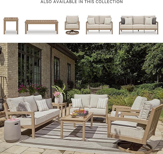 Signature Design by Ashley Hallow Creek Cottage Nuvella Weather Resistant Fabric Outdoor Sofa with Cushion and 4 Throw - Photo 6