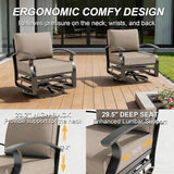 Gotland Outdoor Furniture, Metal Outdoor Swivel Chair with 5.1’’ High-Resilience Seat Cushions 6.2’’ Thick Back Pillow - Photo 7