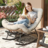 Outdoor Rocking Chair with Footrest, Oversized Patio Papasan Chairs with Cushion - Photo 1