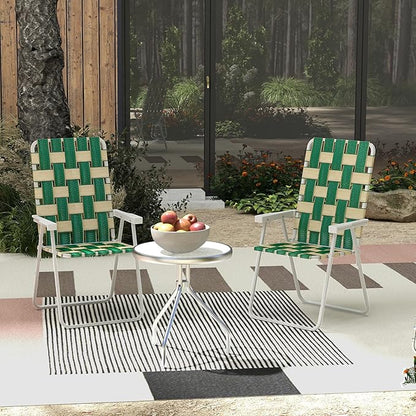 Outsunny Set of 2 Patio Folding Chairs, Classic Outdoor Camping Chairs, Portable Lawn Chair Set for Camping, Garden, Pool, Beach, Backyard with Armrests, Green