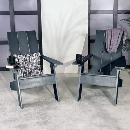 Highwood Italica Modern Adirondack Chairs 2-Piece Set, Federal Blue