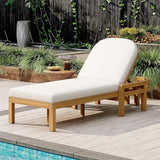 Outdoor Chaise Lounge Premium Acacia Wood Patio Recliner with 5-Position Adjustable Backrest Arched Backrest Thick - Photo 7
