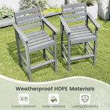 Giantex 29” Bar Stools Set of 2, HDPE Barstools w/Back, Armrests & Footrests, Max Load 330Lbs, Counter Height Bar Stools - Photo 7