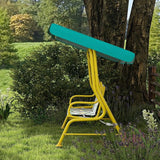 Qaba Kids Patio Swing, 2-Seater Outdoor Porch Swing Chair with Adjustable Canopy, Safety Belt - Photo 8