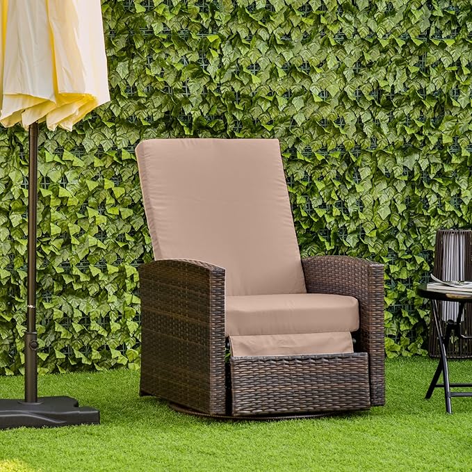 Outsunny Outdoor Wicker Swivel Recliner Chair, Reclining Backrest, Lifting Footrest, 360° Rotating Basic - Photo 2