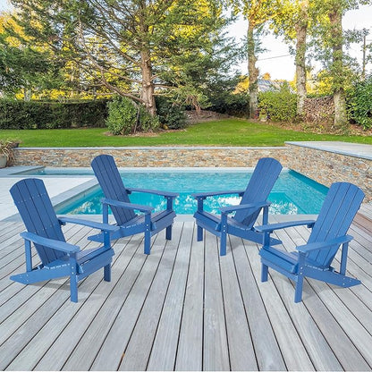 Adirondack Chairs, Plastic Adirondack Chairs Set of 4, All-Weather Resistant, Widely Used in Outdoor, Fire Pit, Deck, Outside, Garden