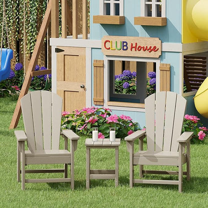 Costaelm Kids Outdoor Table and Chairs, Plastic Outdoor Kids Chair Toddler 2PCS Patio Furniture Sets and Children Picnic Activity Lawn Tanle for Garden, Patio, Backyard & Beach, Sand