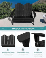 SERWALL 3 Pieces Patio Adirondack Bench Set - Photo 7