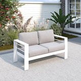 Solaste Outdoor Loveseat Aluminum Patio Furniture Sofa, All-Weather Metal Outdoor Couch with Cushions,Light Grey - Photo 1
