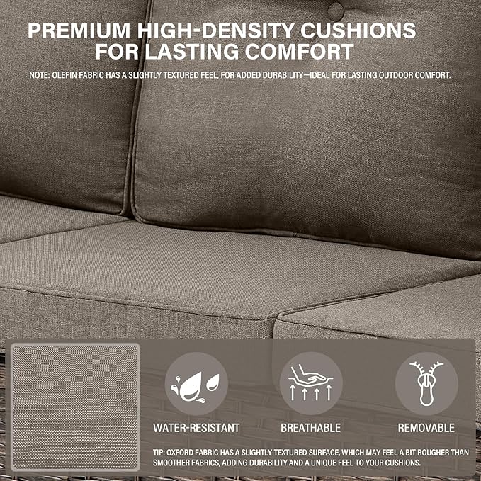 Belord Outdoor Furniture Set - 6 Pieces Patio Conversation Sectional Sofa Set with Patio Rocking Chairs Set of 2 and - Photo 6