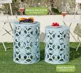 HFHOME Set of 3 Metal Outdoor Side Table, Nesting Round Coffee Table for Indoor Outdoor - Photo 4