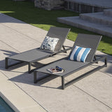 Christopher Knight Home Modesta Outdoor Aluminum Framed Chaise Lounges with Mesh Body, 2-Pcs Set - Photo 2
