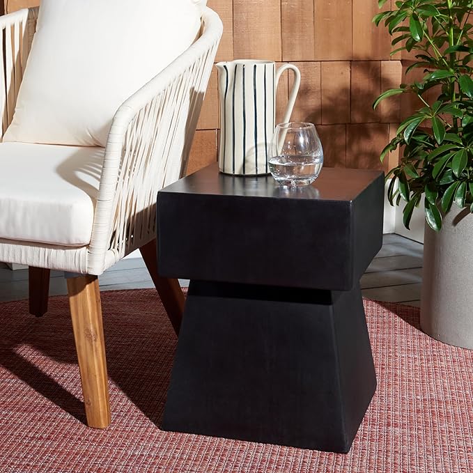 Safavieh Outdoor Zen Black Mushroom Modern Concrete Accent Table