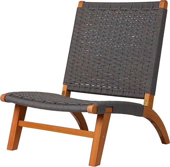Pura Vida Modern Outdoor Lounge Chair - Comfortable Reclining Design with Woven Web Seat - Photo 1