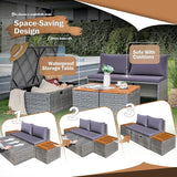 Devoko Patio Day Bed with 2 Side Tables Outdoor Daybed Set MultifunctionalRattan Lounge Bed for Backyard Porch Poolside - Photo 7