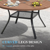 VICLLAX 47.2" Round Patio Table with Umbrella Hole, All Weather Metal Outdoor Dining Table for 6 - Photo 3