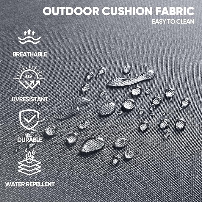 10-inch Thick Cushion Outdoor Furniture Set of 9, Patio Chair Set with Sofa, Wood Grain armrests, trapezoidal backrest - Photo 6