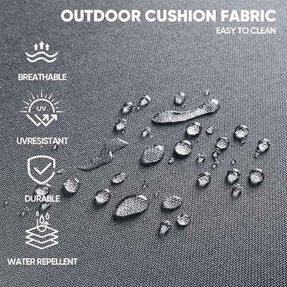 6-inch Thick Cushion Outdoor Furniture Set, 2-Piece Swivel Chair Set, PE Material, with Wood Grain armrests and trapezoidal backrest, Suitable for Indoor and Outdoor Balcony Seating, Dark Gray | Gray